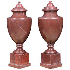 20th Century Neoclassical Urns Made in Rouge Du Roi