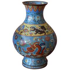 Antique Chinese Late 19th Century Large Cloisonné Enamel Vase