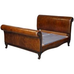 Custom-Made And So To Bed Bonaparte Super King-Size Bed Hand Dyed Brown Leather