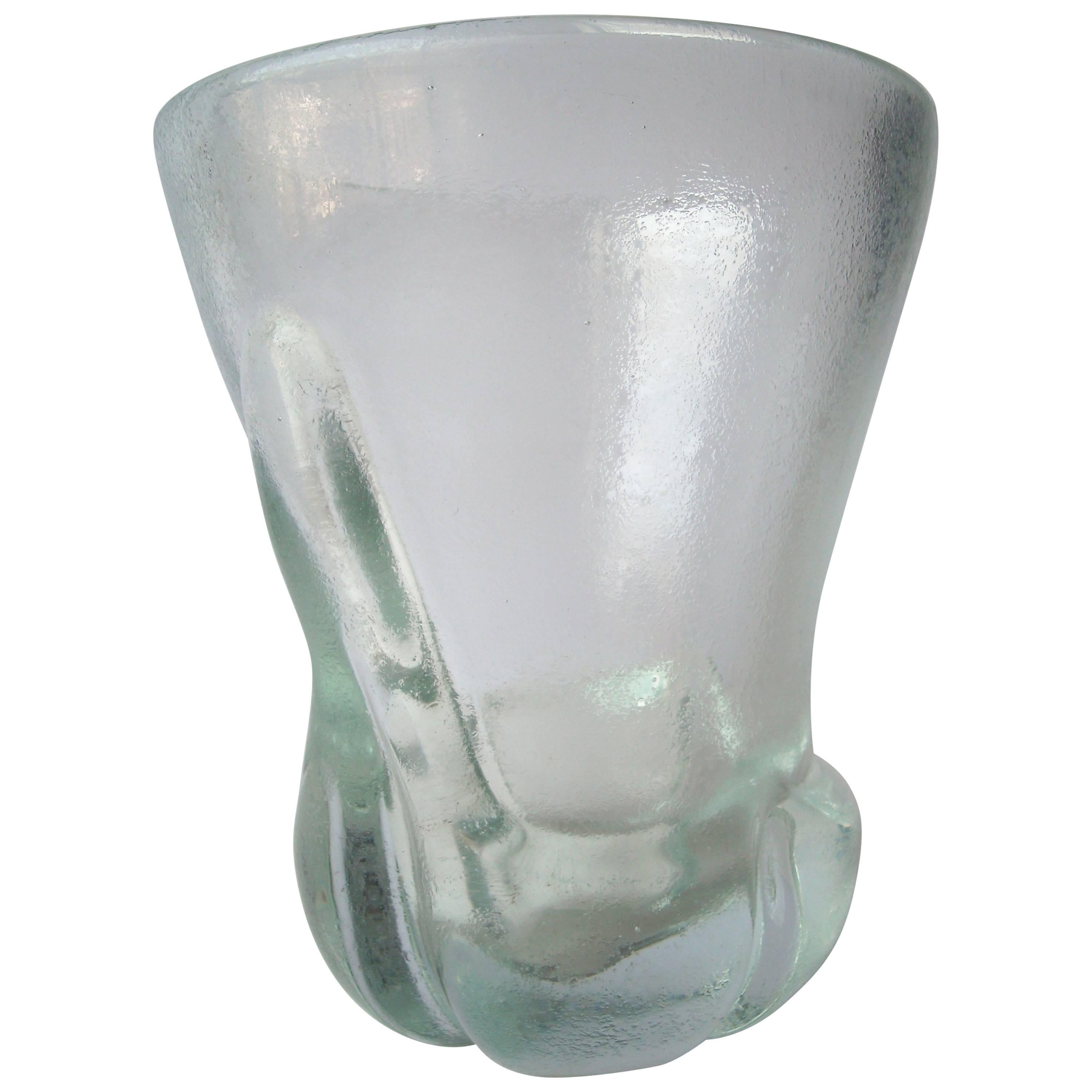 Calo Scarpa "Corroso Vase" by Venini Murano Glass, Signed For Sale