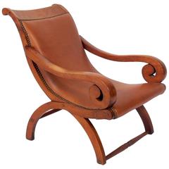 Butaque Leather Lounge Chair in the Manner of William Spratling
