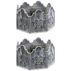 Pair of English Lead Tudor Planter Garden Boxes or Jardinieres 2