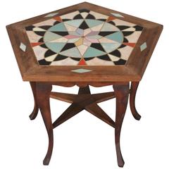 Antique Spanish Revival California Tile Table with Star Motif