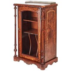 Good Quality Victorian Inlaid Burr Walnut Music Cabinet