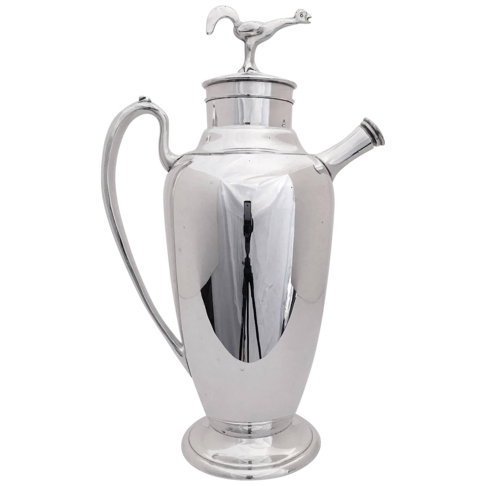 Monumental Deco Silver Plate Cocktail Shaker for Gump's For Sale