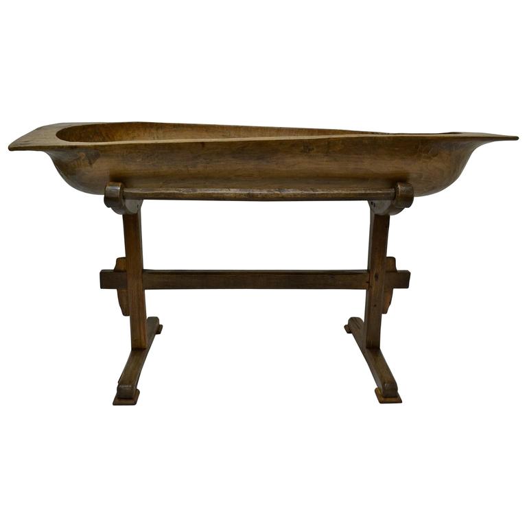 Huge Fruitwood Trog or Dough Bowl on Oak Stand at 1stDibs antique dough bowl with stand, dough