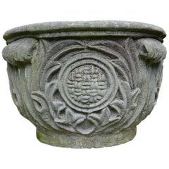 Composition Stone Planter with Foliate Motifs