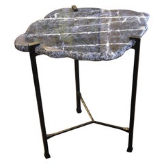 Small Sodalite Slab Top with Custom Oil Rubbed Iron Base