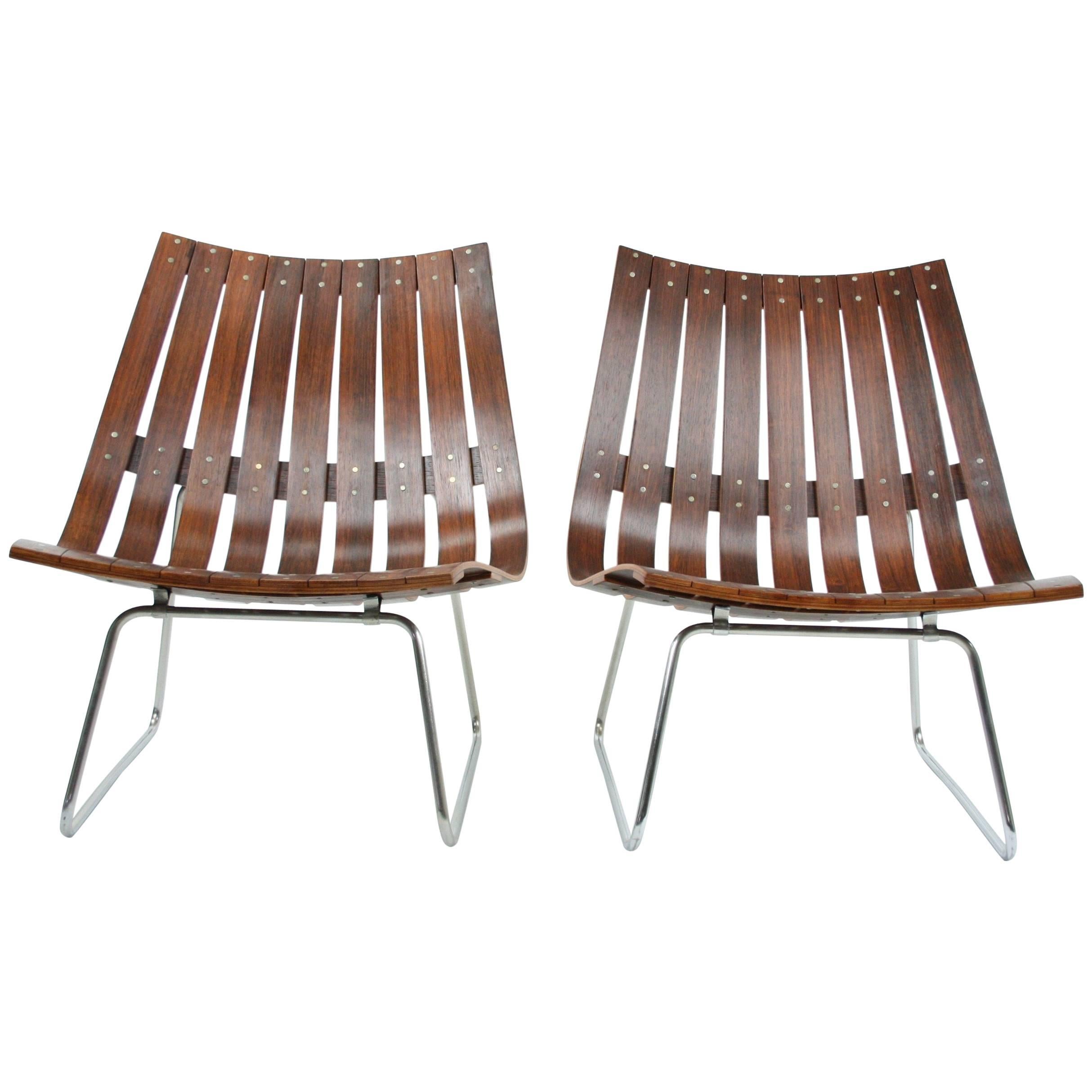 Pair of Kjell Richardsen Tynes möbelfabrik, rosewood lounge chairs circa 1960