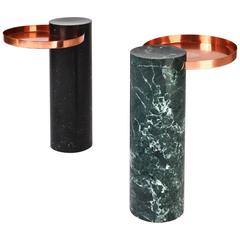 High Salute Coffee Table Green Marble, Copper Tray