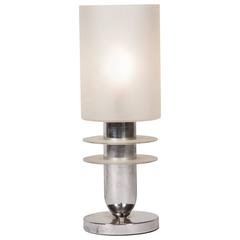 Boris Lacroix Nickel and Glass Lamp, French, circa 1930 5
