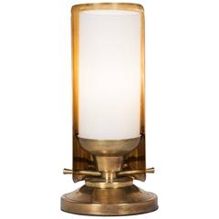 Brass and Frosted Glass Desk Lamp by Boris Lacroix, French, circa 1930 1