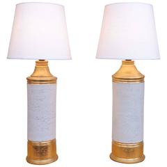 Bitossi Gold and Off-White Glazed Table Lamps, 1960s