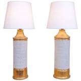 Bitossi-Tischlampen in Gold und Off-White, 1960er Jahre