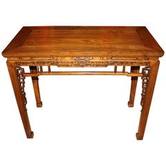 19th Century Chinese Carved Elmwood Altar or Calligraphy Table