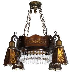 Antique Ring Fixture with Crystal and Mica Accents