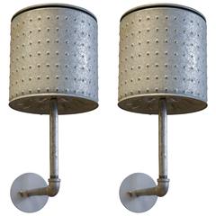 Pair of Custom, One of a Kind Vintage Industrial Galvanized Sconces