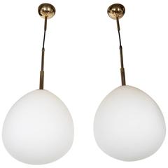 Pair of 1950s Italian Table Case Glass Globe Pendant Lights by Stilnovo 9