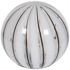 Vintage Italia 1970s Striped Glass Globe Table Lamp