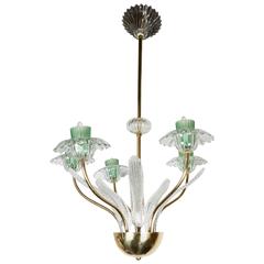 Italian, 1950s Murano Glass and Brass Chandelier 5