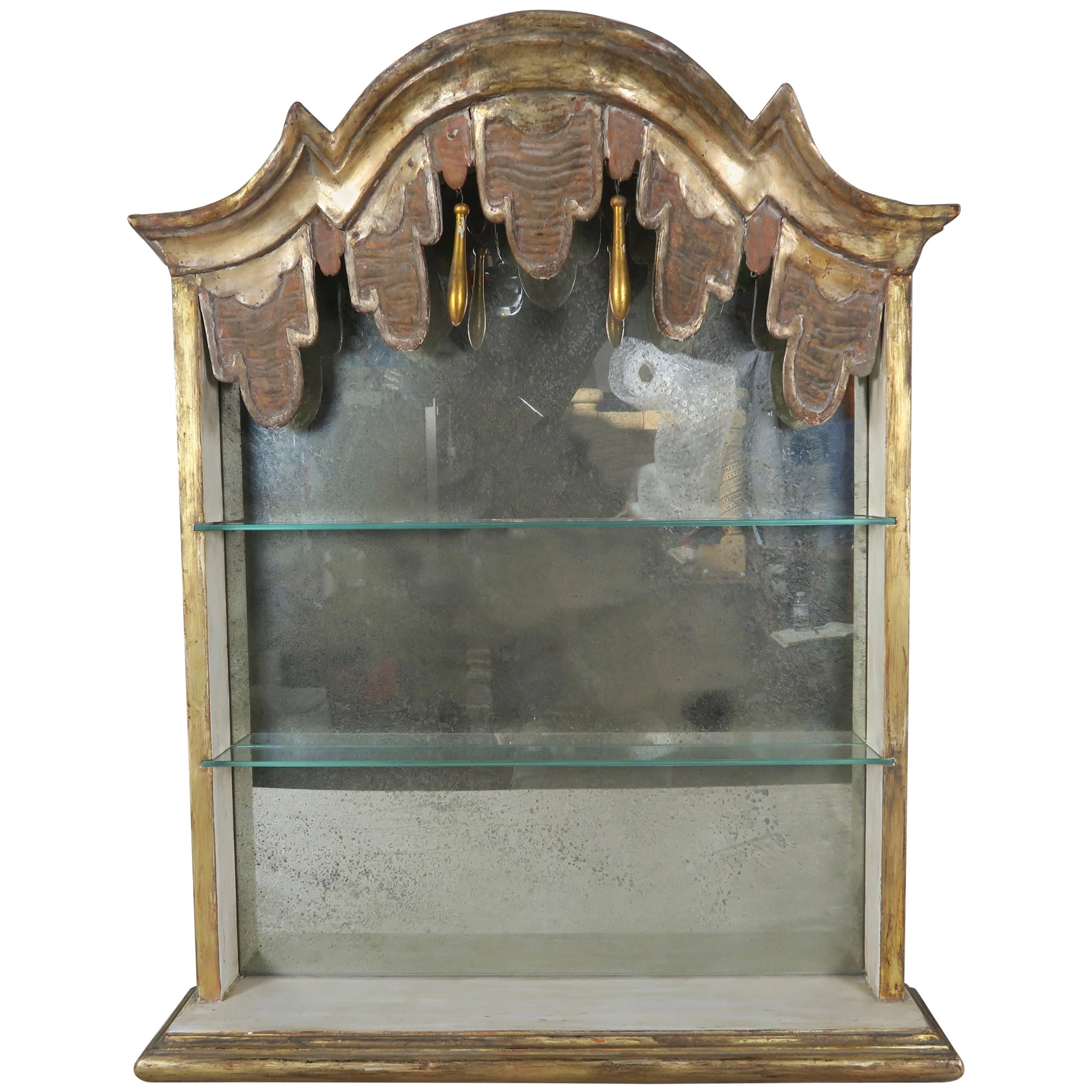 Giltwood Antique Mirrored Wall Cabinet