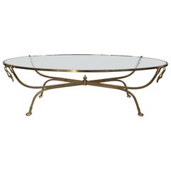 Italian Brass Swan Coffee Table, 1970s