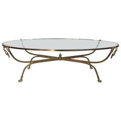 Italian Brass Swan Coffee Table, 1970s 11