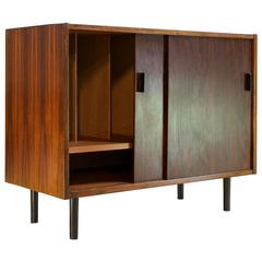 1960s Danish Rosewood Vinyl LP Collection Petite Cabinet Mid-Century Credenza