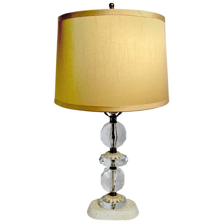 Fine Rock Crystal Single Column Lamp On Bronze Base Hollywood Glam Hollywood Regency Faceted Crystal Lamp Base