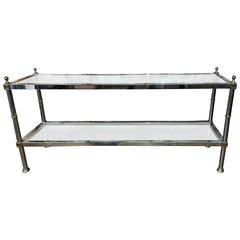 Striking Maison Jansen Style Chrome and Brass Accent Console