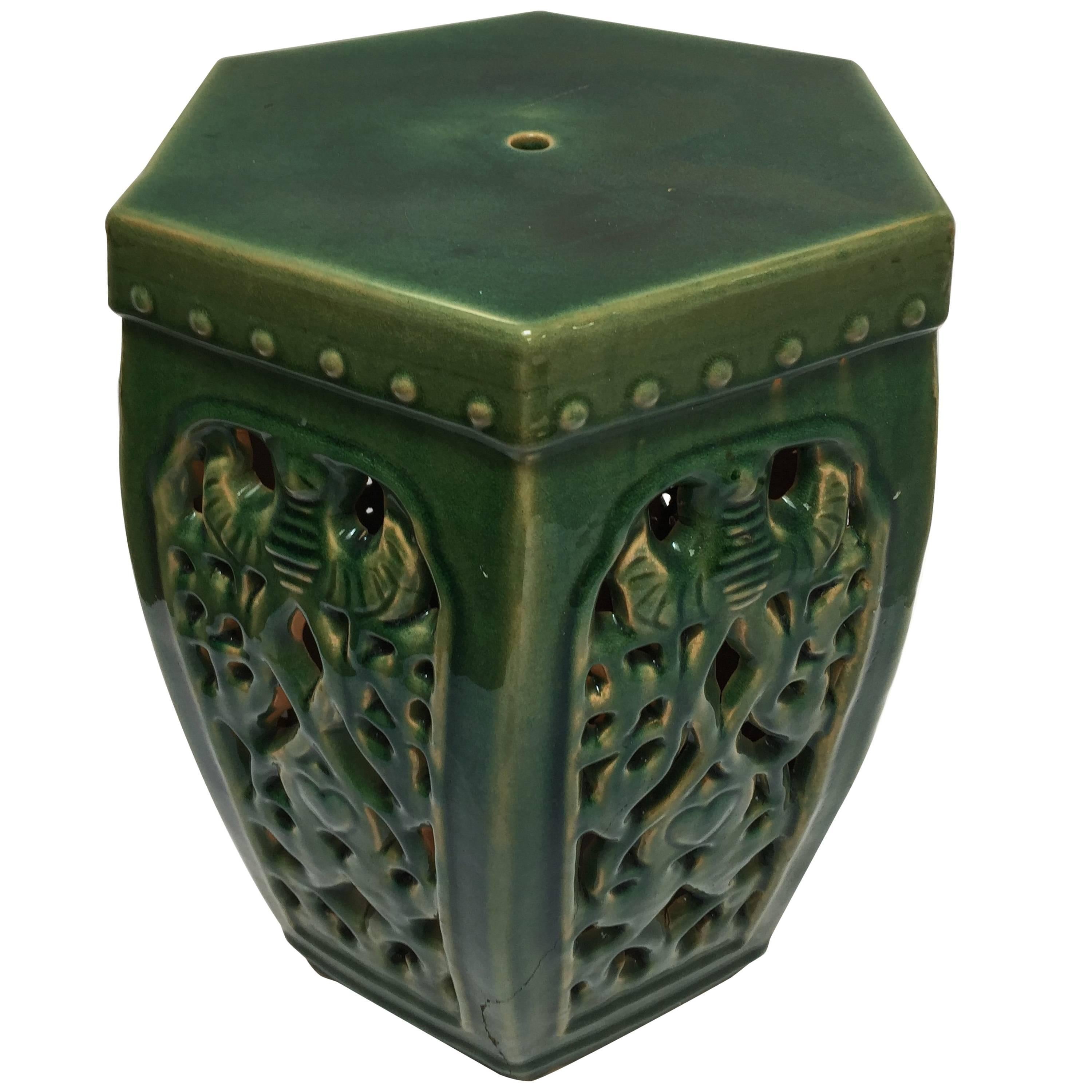 Green Chinese Barrel Ceramic Garden Stool