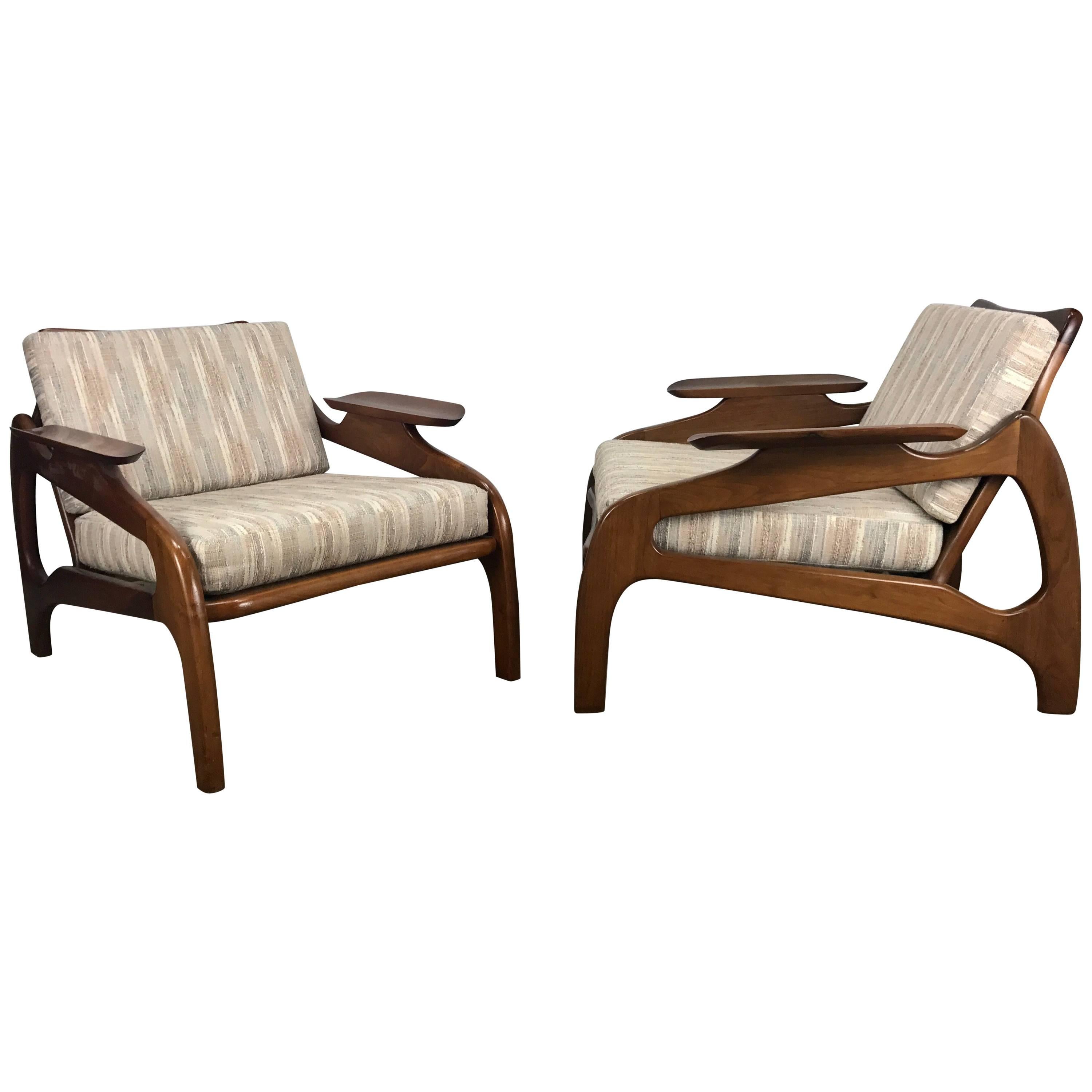 Pair of Model 1209C Walnut Lounge Chairs by Adrian Pearsall /Craft Associates