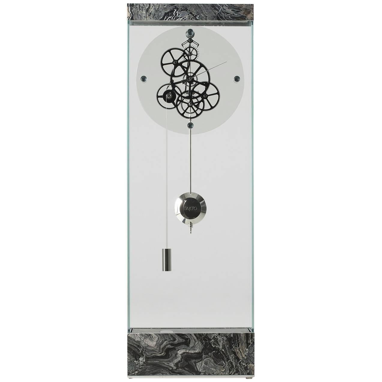 Brushed Silver Wave Adagio Contemporary Teckell Takto Mechanical Floor Clock