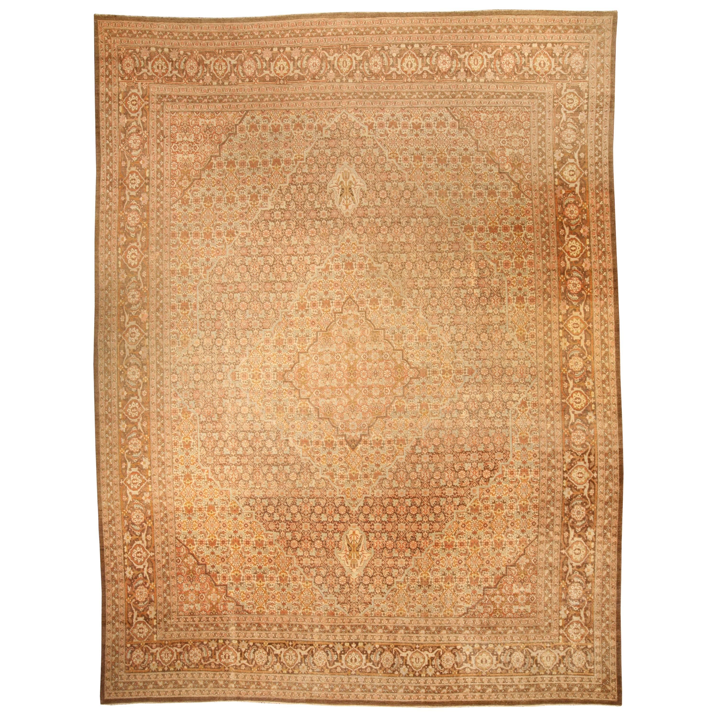 Fine Antique Persian Tabriz Botanic Handmade Wool Rug by Doris Leslie Blau