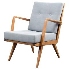 Rare 1950s Armchair by Knoll Antimott, New Upholstery