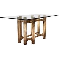 Vintage 20th Century Glass Top Dining Table