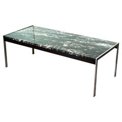 Vintage Rare Black Marble and Brushed Steel Coffee Table by Kho Liangh for Artifort