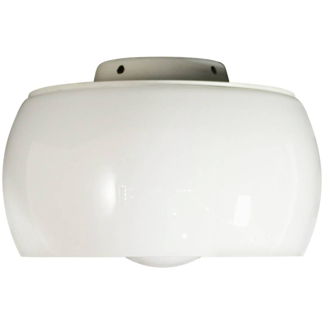 Lacquered Metal Opaline Glass Ceiling Lamp by Vico Magistretti for Artemide