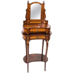 Antique French Kidney Occasional Dressing Table and Mirror, circa 1860