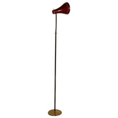 Floor Lamp with Flexible Stem Brass Lacquered Aluminium Vintage, Italy, 1950s