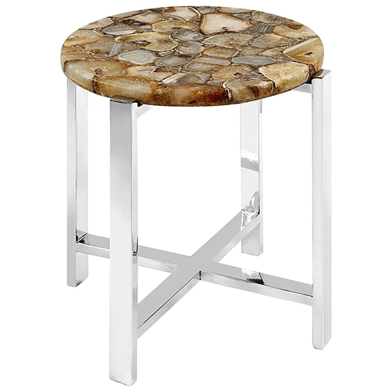 Agate Stone Side Table For Sale