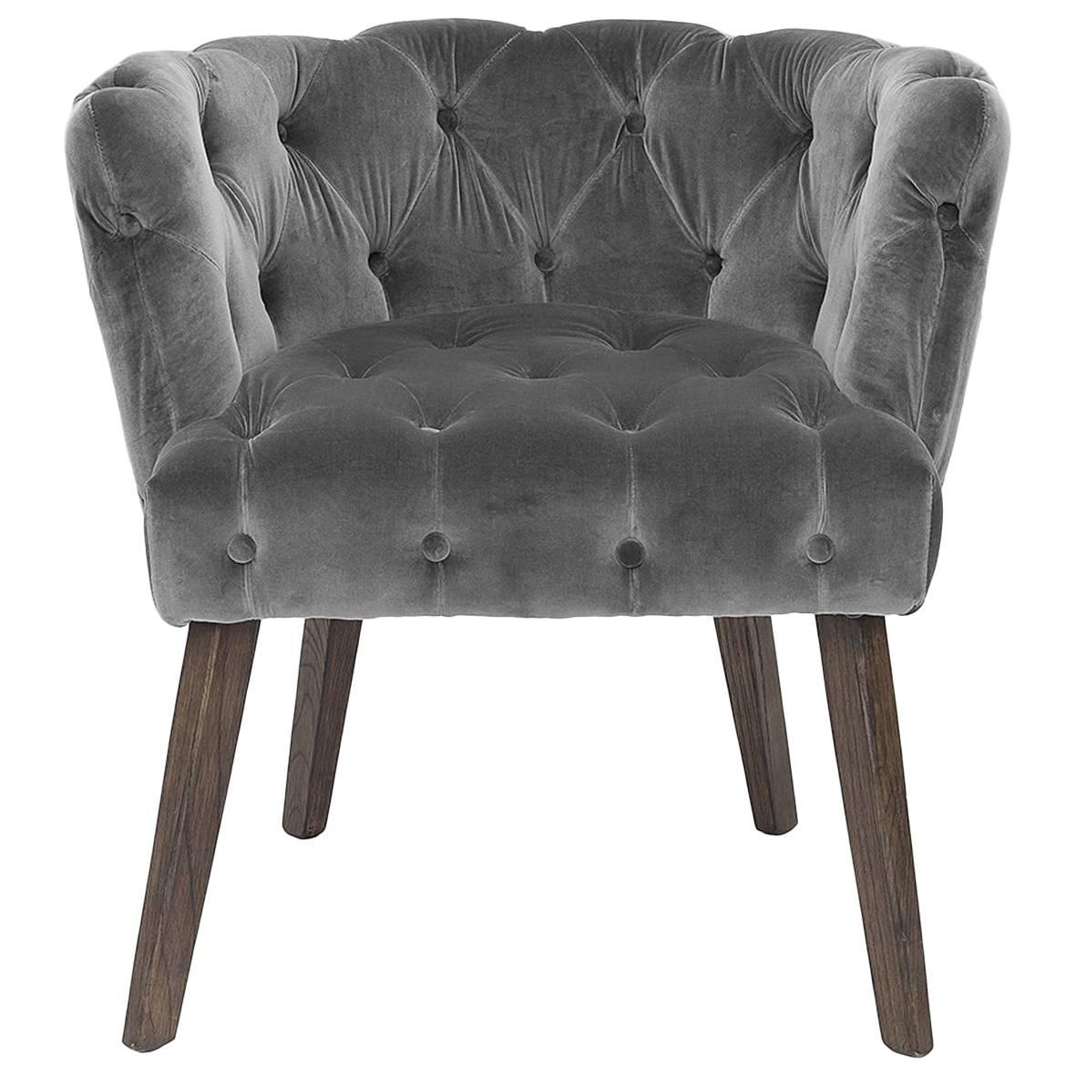 Home Capiton Chair in Grey, Purple or Black Velvet Fabric For Sale