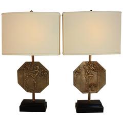 Pair of French Bronze Art Deco Plaque Table Lmaps