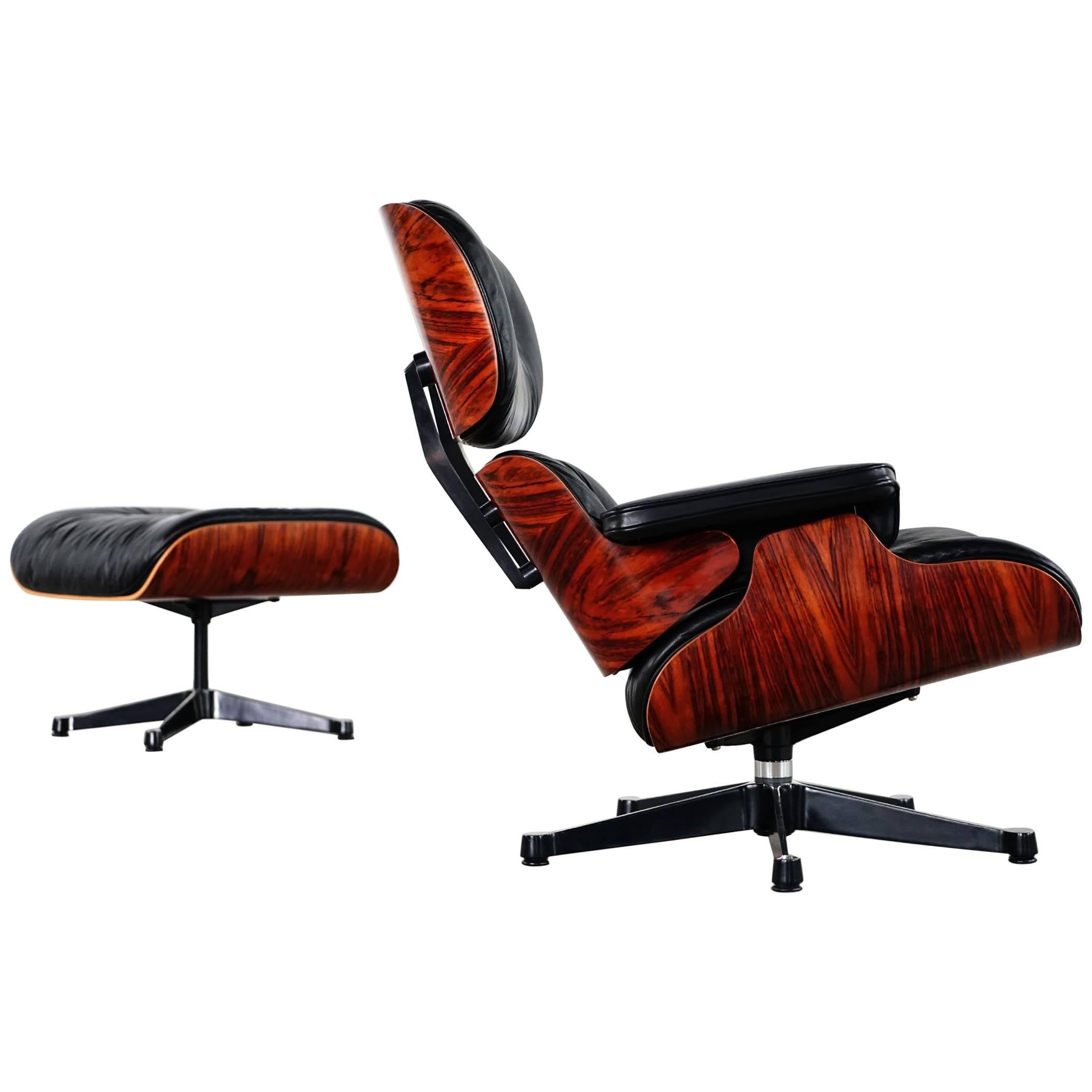 Vitra Charles Eames Lounge Chair and Ottoman in Rosewood by Vitra