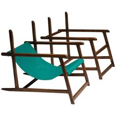 Remarkable Set of Two Italian, 1940s Deck Chairs 3