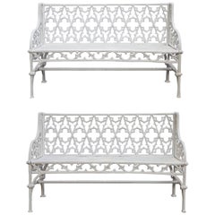 Pair of Gothic Style Cast Iron Garden Benches