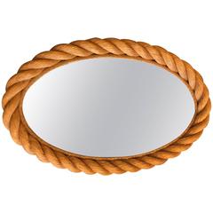 Beautiful Adrien Audoux and Frida Minet Rope Oval Mirror, circa 1960