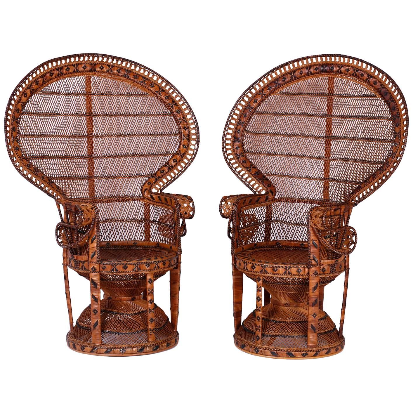 Pair of Mid-Century Asian Peacock Chairs