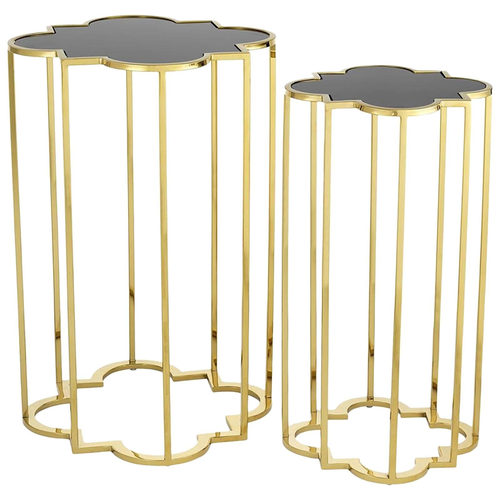 Clover Side Table Set of Two in Gold Finish