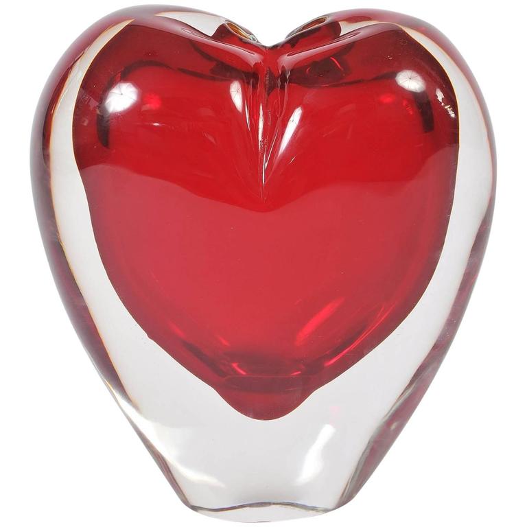 Large Red Murano Heart Vase For Sale at 1stdibs